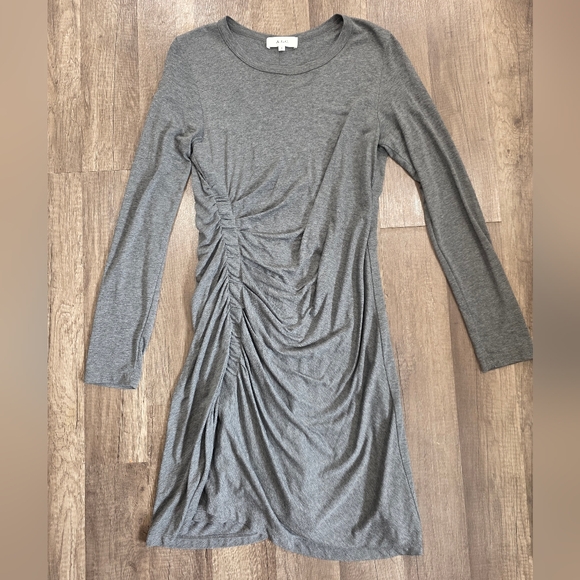 A.L.C. Grey Long Sleeve Chinched Ruched Dress Stretch Minimalist Revolve Design - Picture 1 of 9